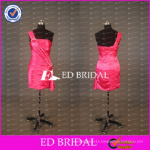 2017 ED Bridal Real Sample One Shoulder Sheath Short Watermelon Red Taffeta Cocktail Dress